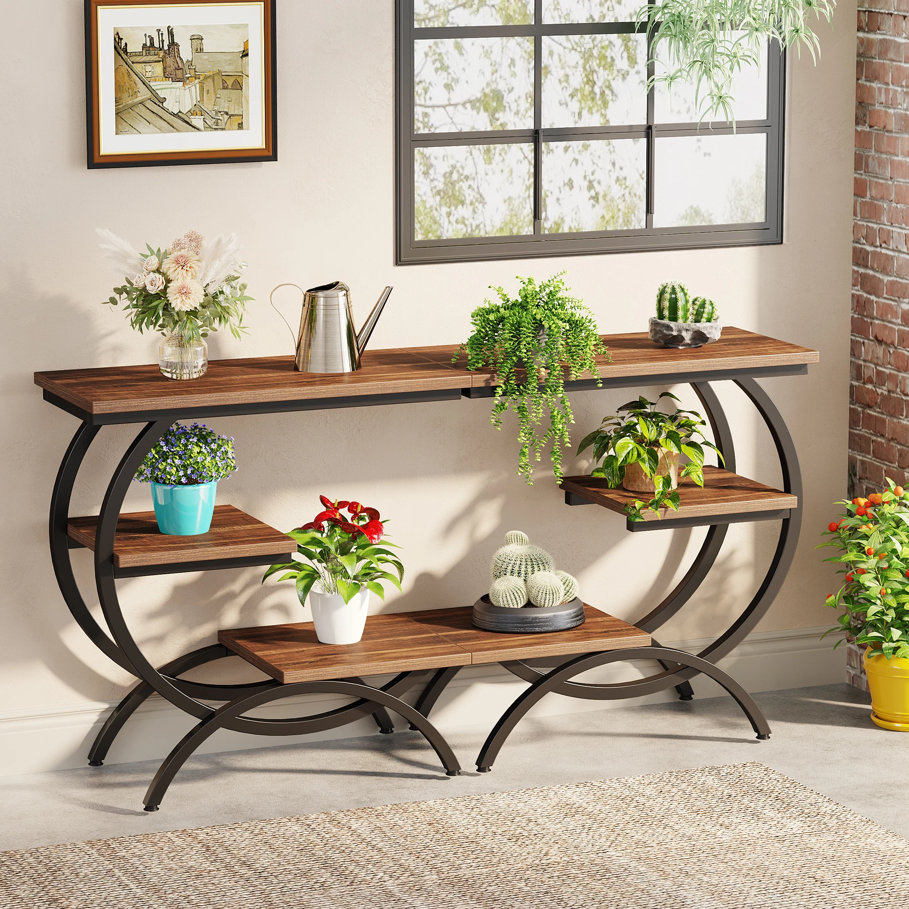 Tribesigns C-Shaped 3-Tier Industrial End Table with Storage - Image 2