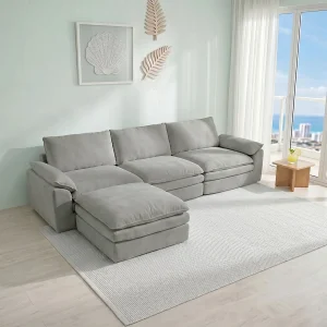 Deep Seat Cloud Cream Sofa, No Assembly Required - Thumbnail Image 6