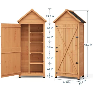 Outdoor Wooden Garden Shed with Lockable Door & Waterproof Roof - Thumbnail Image 8