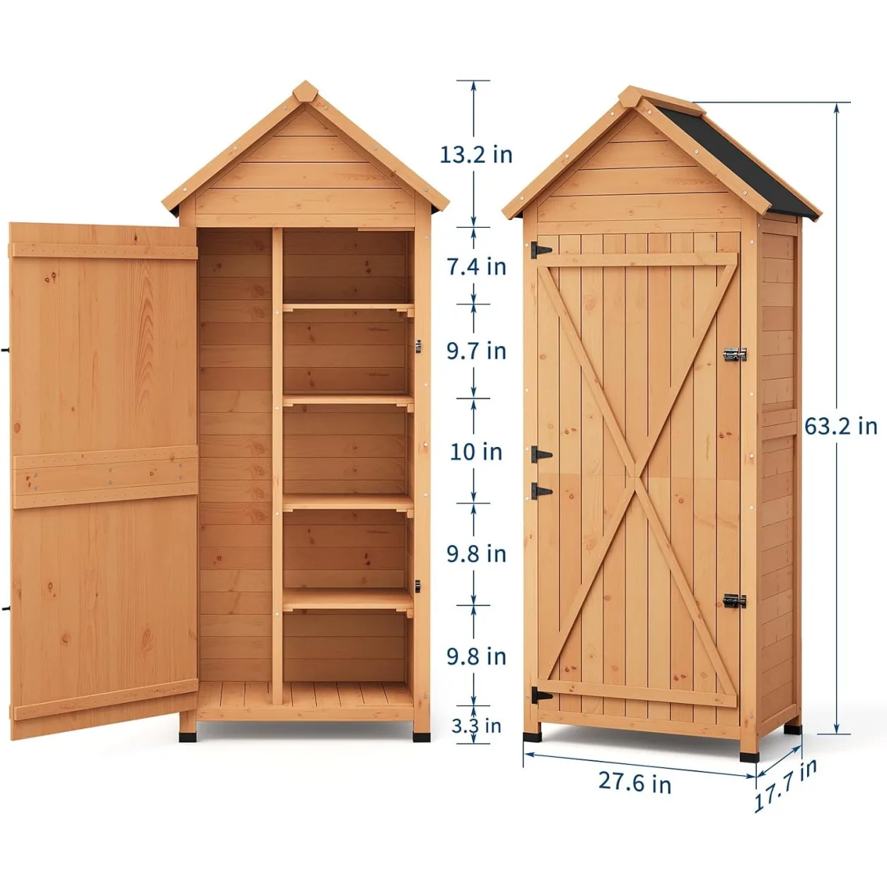 Outdoor Wooden Garden Shed with Lockable Door & Waterproof Roof - Image 8