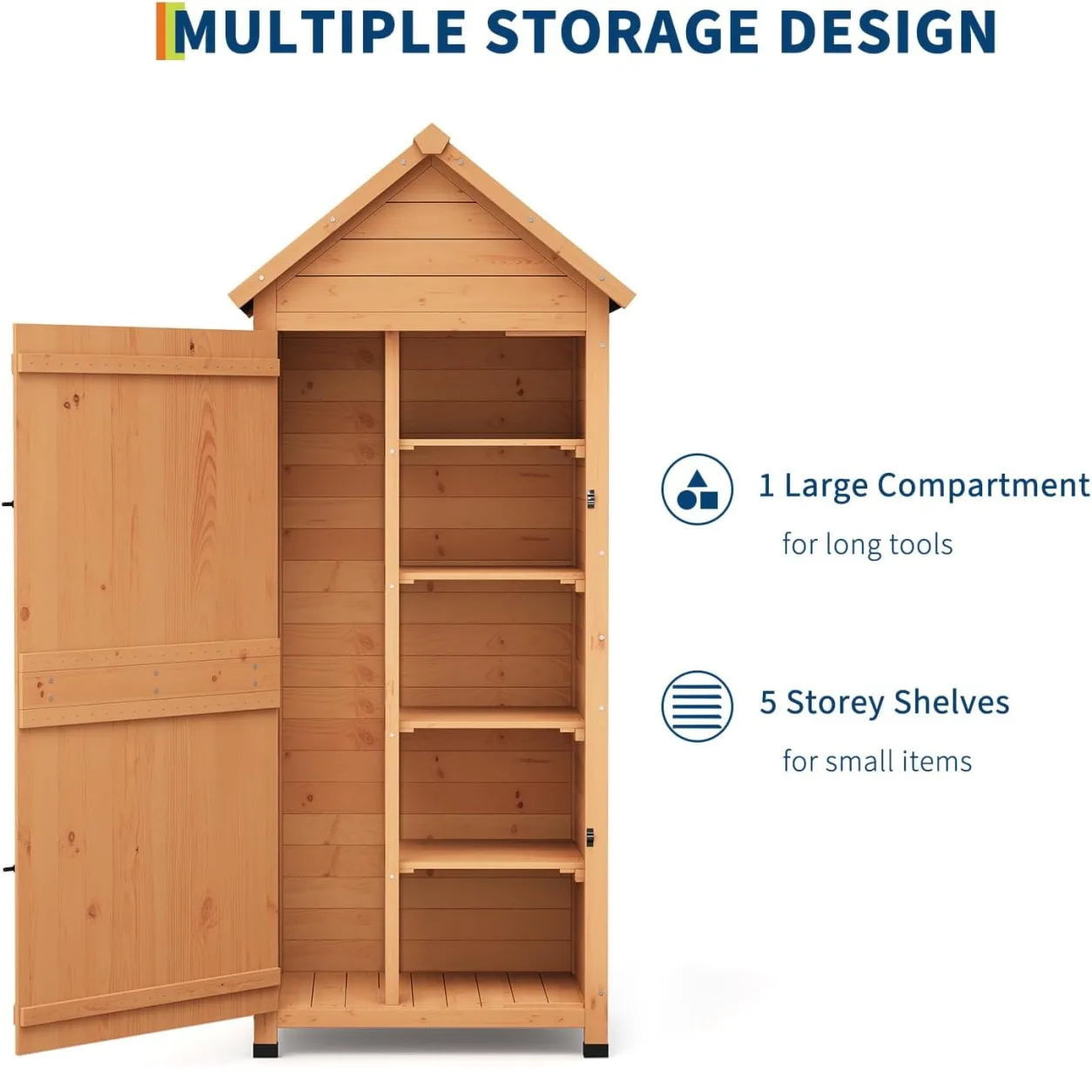 Outdoor Wooden Garden Shed with Lockable Door & Waterproof Roof - Image 6