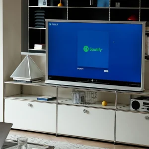 Corner TV Stand with Metal Storage Display Cabinet - Thumbnail Image 2