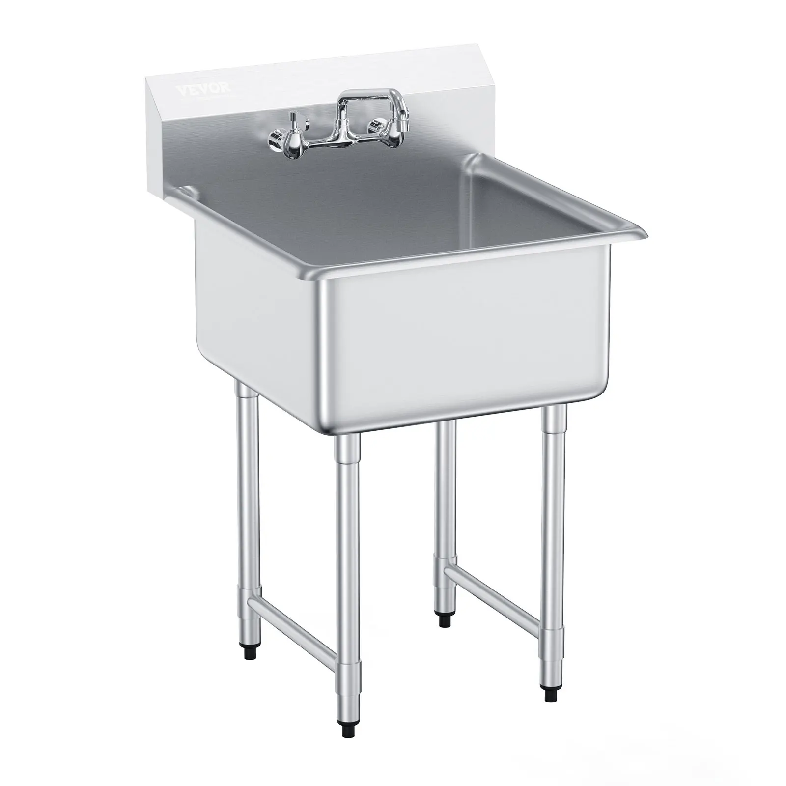 SucceBuy Stainless Steel Utility Sink with Faucet for Home & Business - Image 1