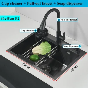 304 Stainless Steel Single Bowl Topmount Kitchen Sink - Thumbnail Image 4