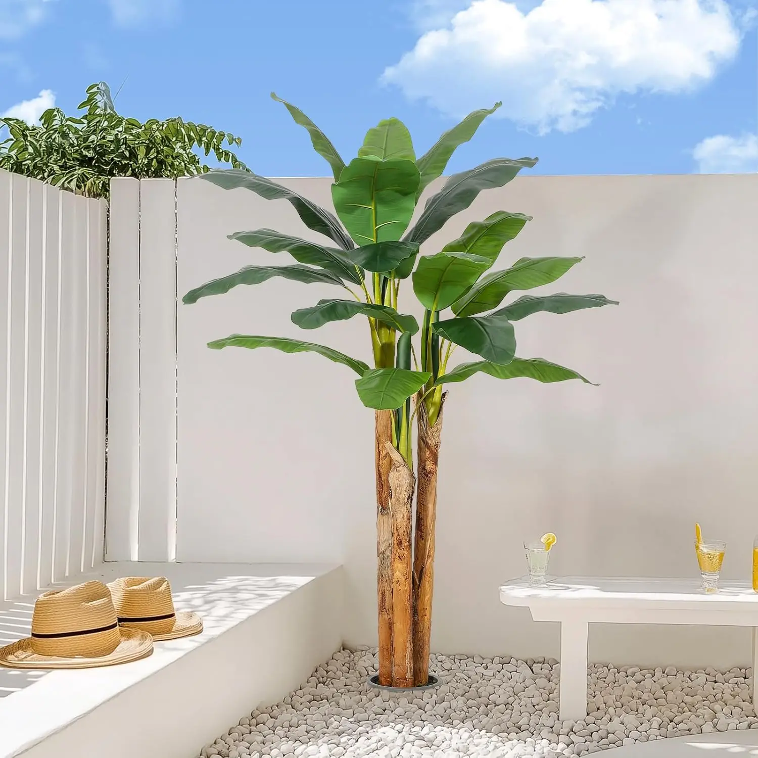 5–6FT Lifelike Artificial Banana Tree in Stylish Gray Planter - Image 4