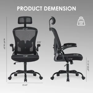 Farini Ergonomic Mesh Office Chair with Lumbar Support - Thumbnail Image 4