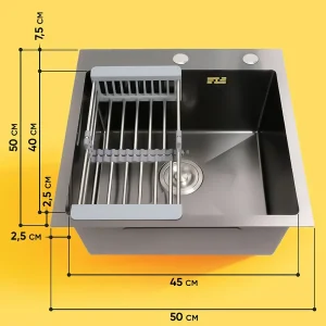 304 Stainless Steel Single Bowl Topmount Kitchen Sink - Thumbnail Image 12