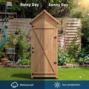 Outdoor Wooden Garden Shed with Lockable Door & Waterproof Roof - Thumbnail Image 3