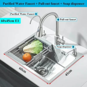 304 Stainless Steel Single Bowl Topmount Kitchen Sink - Thumbnail Image 10