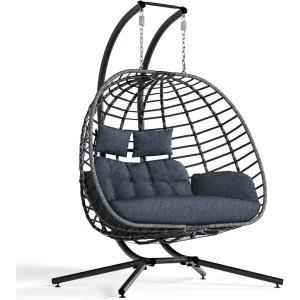 Luxury Double Egg Swing Chair for Two with Plush Cushions