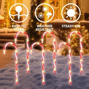 Set of 12 Warm White 16" Christmas Candy Cane Path Lights - Thumbnail Image 4