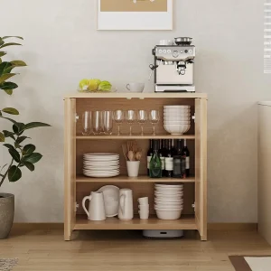 Garvee Glamorous Rattan Sideboard Cabinet with Adjustable Shelves - Thumbnail Image 2