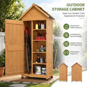 Outdoor Wooden Garden Shed with Lockable Door & Waterproof Roof
