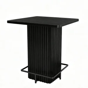 Chic 31.5" Fluted Bistro Bar Table with Luxe Metal Footrest - Thumbnail Image 7