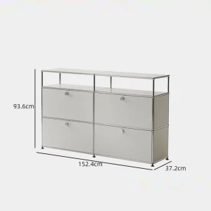 Corner TV Stand with Metal Storage Display Cabinet - Thumbnail Image 7