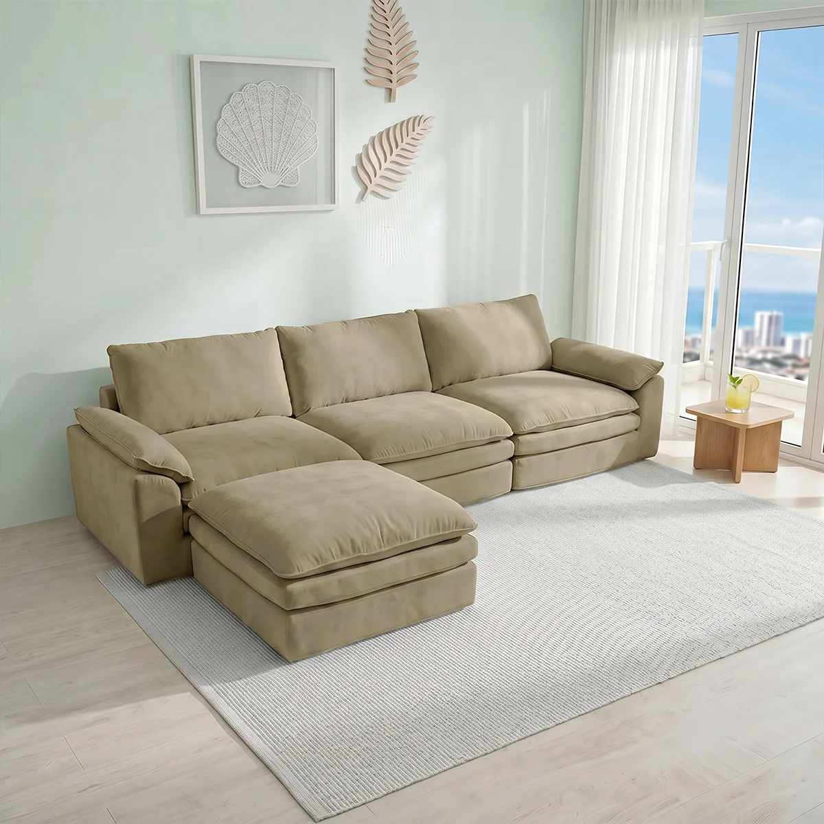 Deep Seat Cloud Cream Sofa, No Assembly Required - Image 7